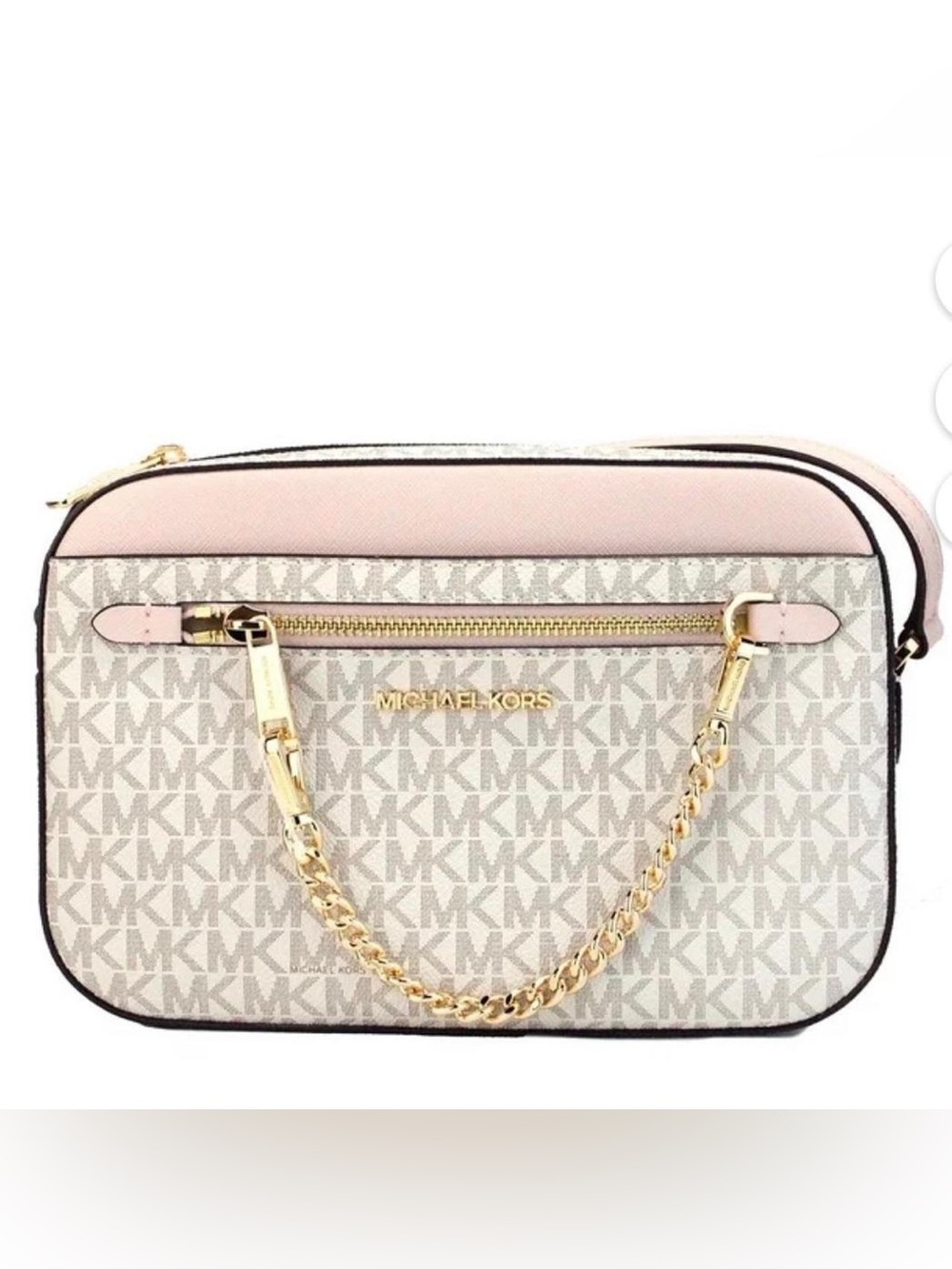 Michael Kors Saffiano leather Set Setter Lrg Logo Blush Crossbody Bag